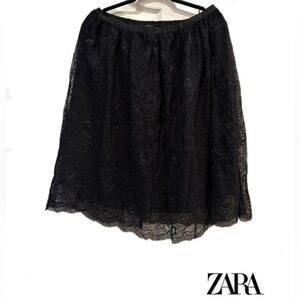 ZARA Black Lace Skirt, Size Medium